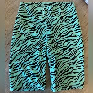 Fabletics Green and Black Zebra Print Shorts